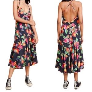 Farm Rio Anthropologie Cashew Button Front Midi Dress Size Extra Small